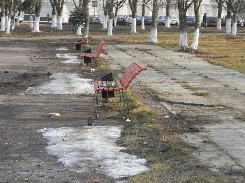 А отремонтированные скамейки в Пролетарском сквере уже погнуты и утопают в мусоре визит, города, путин, россия