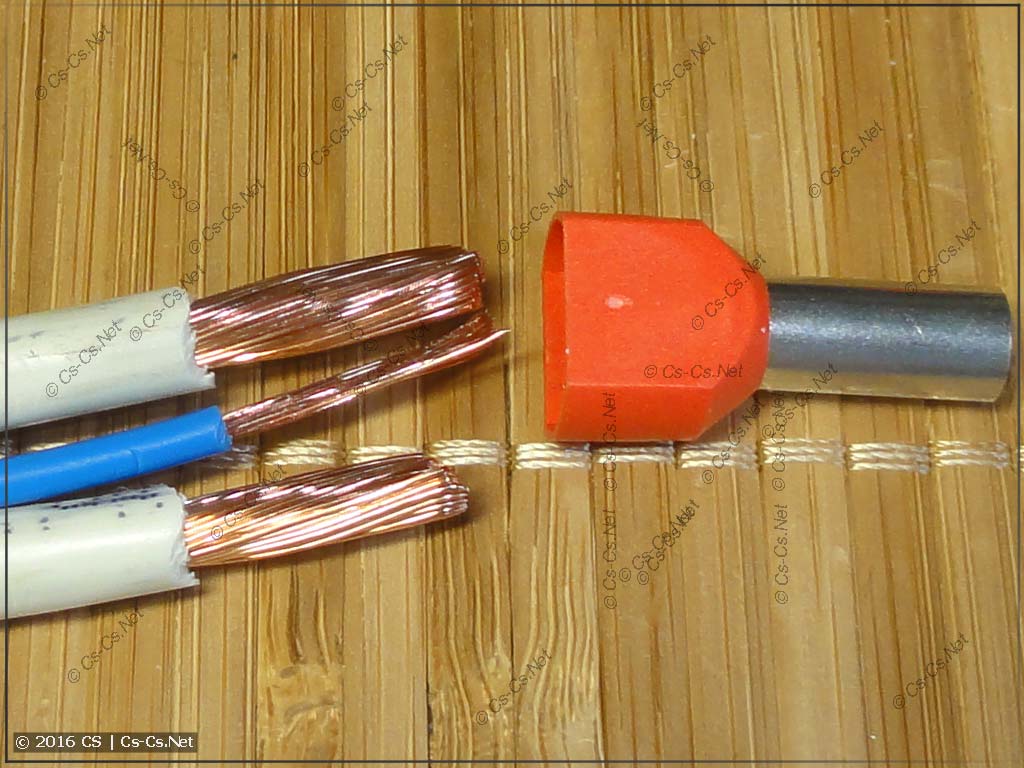 Запрессовка наконечника НШВИ(2) 10 и мелкого провода