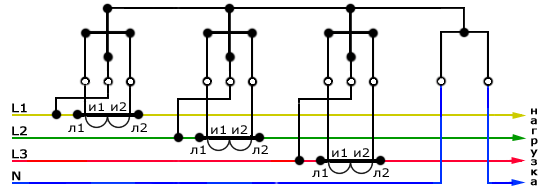Схема подключения 3 х фазного счетчика