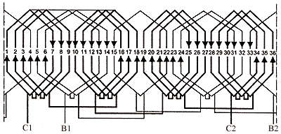 схема обмотки однофазного электродвигателя