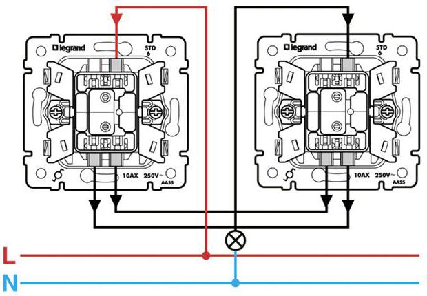 схема подключения проходного выключателя с подсветкой