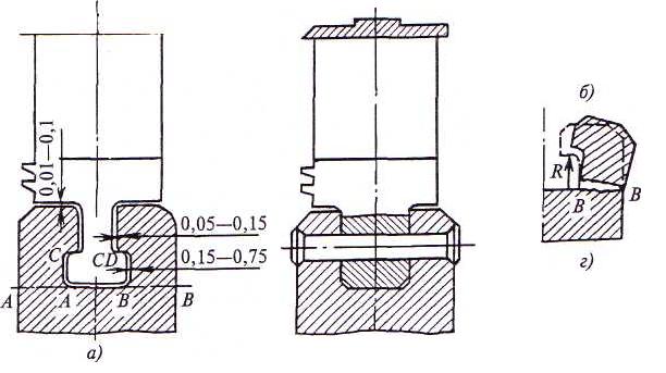 Схема рабочей лопатки турбины с Т-образным хвостовиком