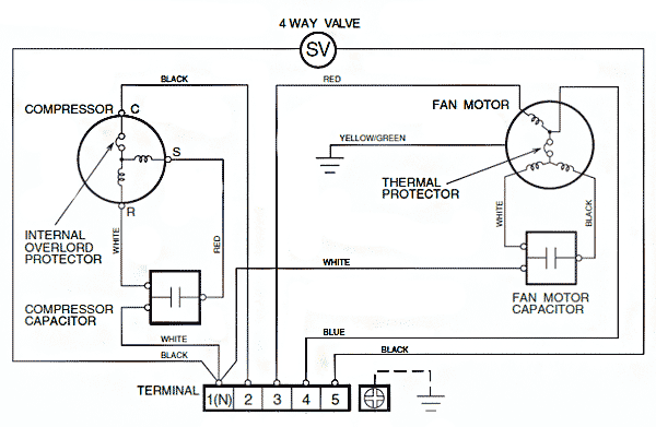 Электрическая схема внешнего блока неинверторного кондиционера 