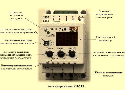 Параметры регулировки реле напряжения