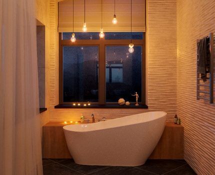 Филаментные светодиодные лампы в интерьере ванной комнаты