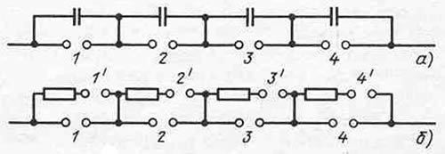 Схема включения конденсаторов и шунтирующих резисторов у воздушного выключателя