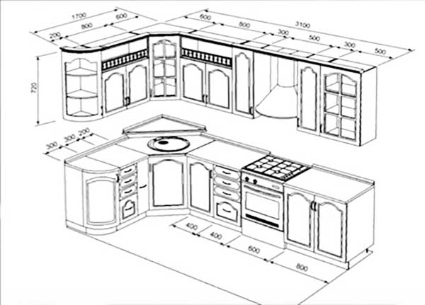 План расстановки кухонной мебели