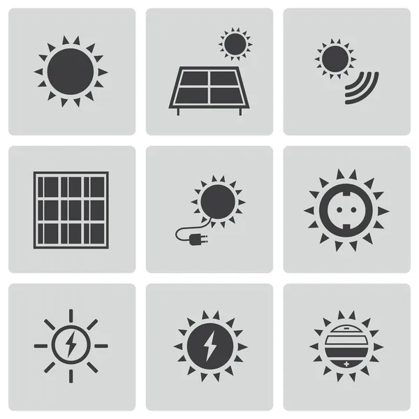Векторные иконки набор черный солнечной энергии — стоковый вектор