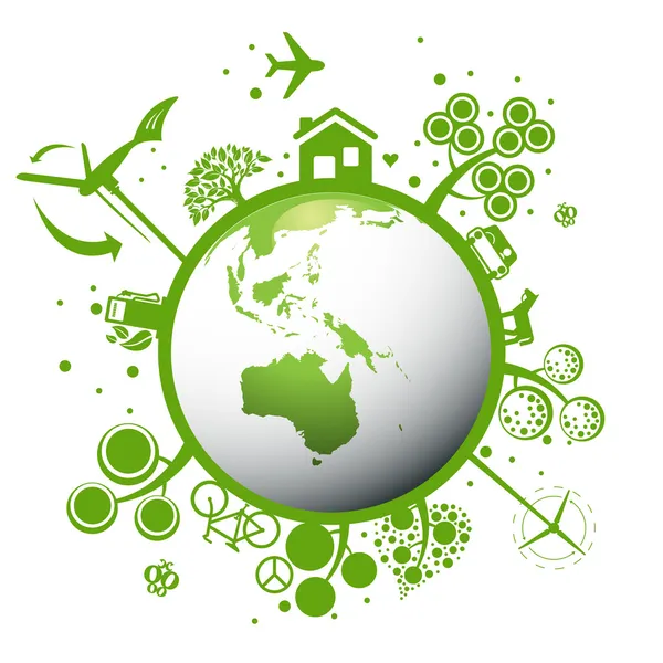 Экология Зеленая планета вектор концепции фон — стоковый вектор