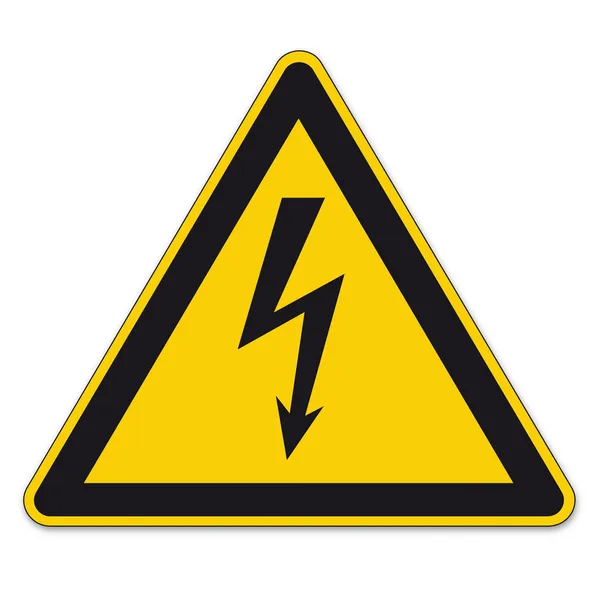 Знаки безопасности предупреждающий знак BGV векторных пиктограмм значок молнии молнии символ Текущий электроэнергии — стоковый вектор