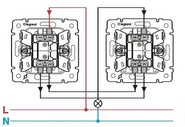 подключение проходного выключателя схема